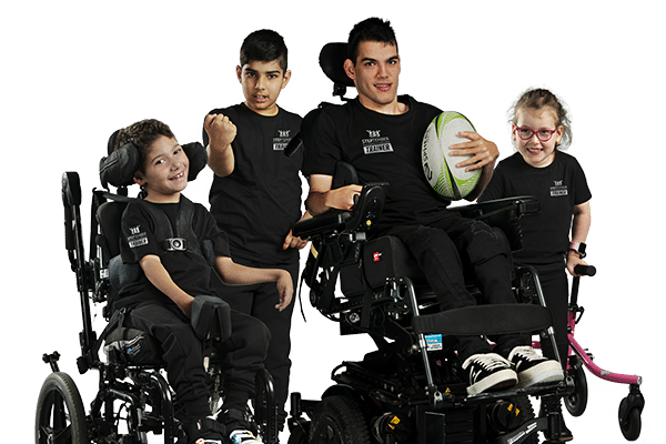 four steptember ambassadors wearing all black, using a variety of mobility devices