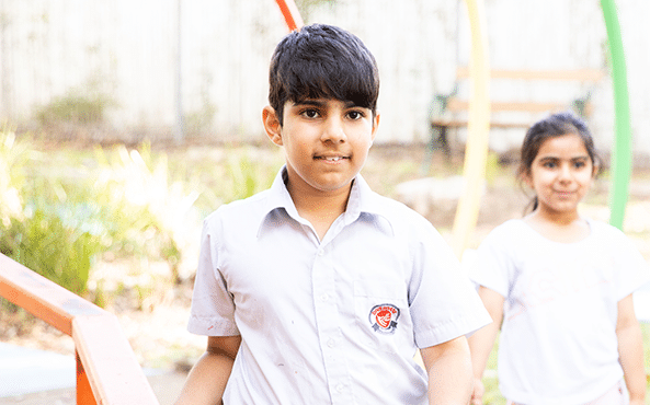 Young boy in a school uniform