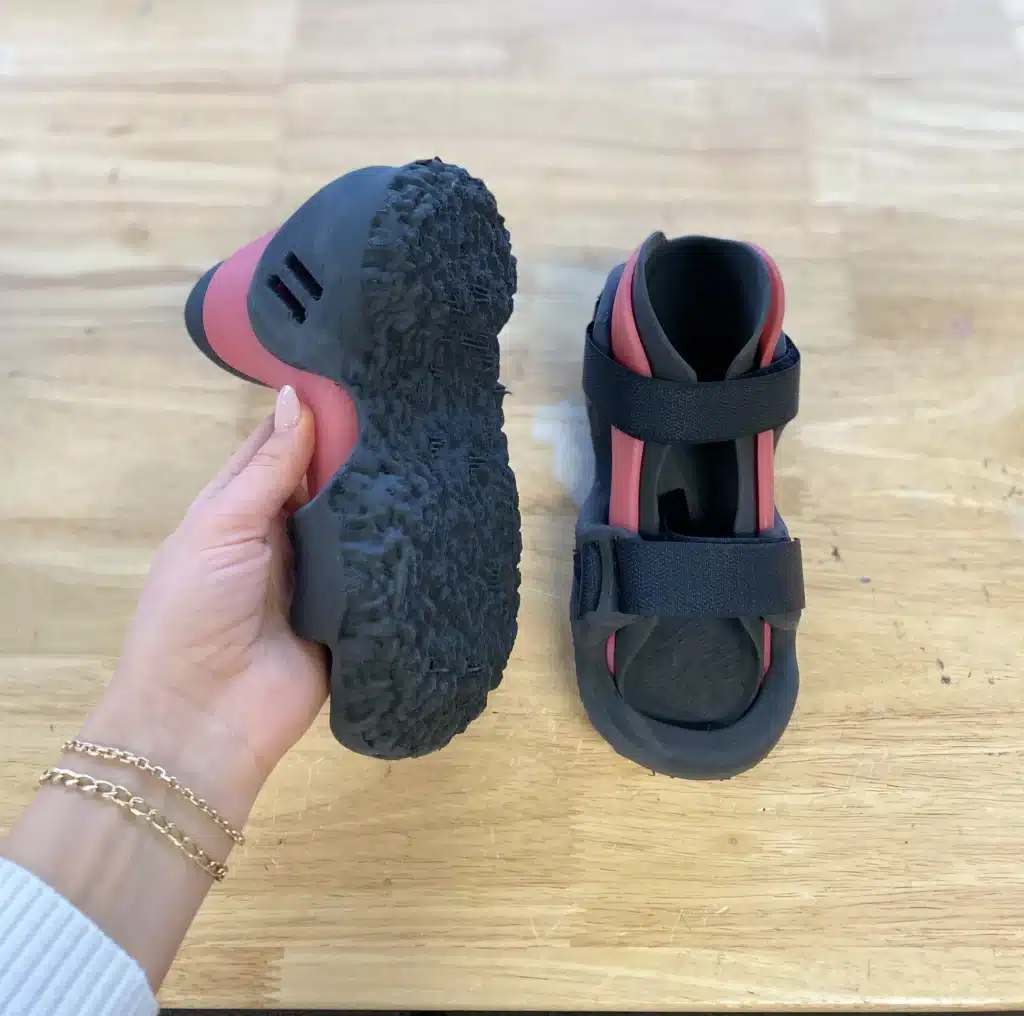 A customised pair of of orthotic shower or beach shoes