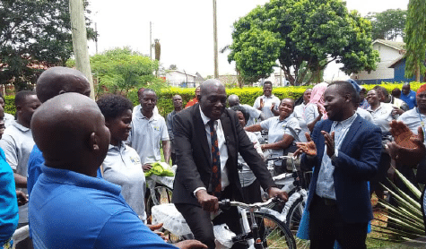 A group of Nakasongola district and facility leaders trying out the new H2H bicycles!