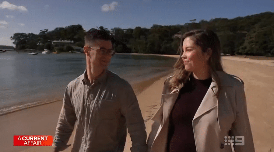 Jack and Steph share a walk along the beach while sharing their story with a current affair.